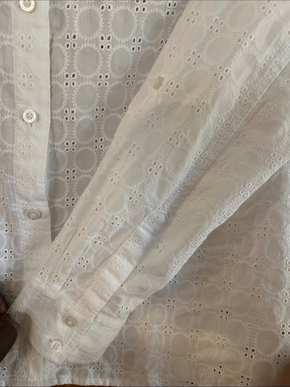 Tommy Hilfiger White Eyelet Button-Up Shirt - Picture 3 of 5